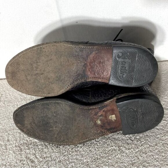 Vintage Justin Boots Pebbled Brown Burgundy Leather Packer Boots 7 - Picture 7 of 15